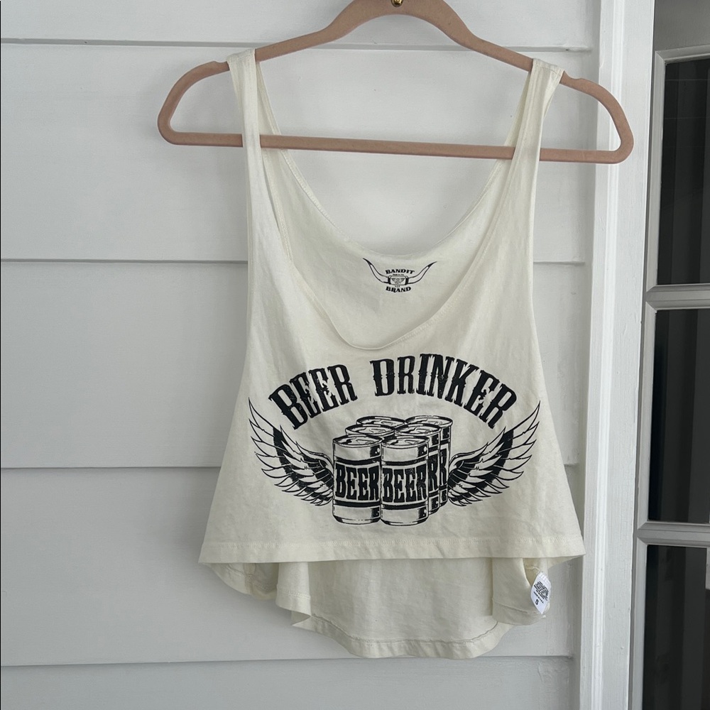 Graphic Beer Crop Top - Cream - Sm